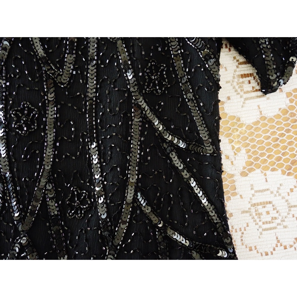Vintage Black Sequined Blouse size Medium - Picture 5 of 8